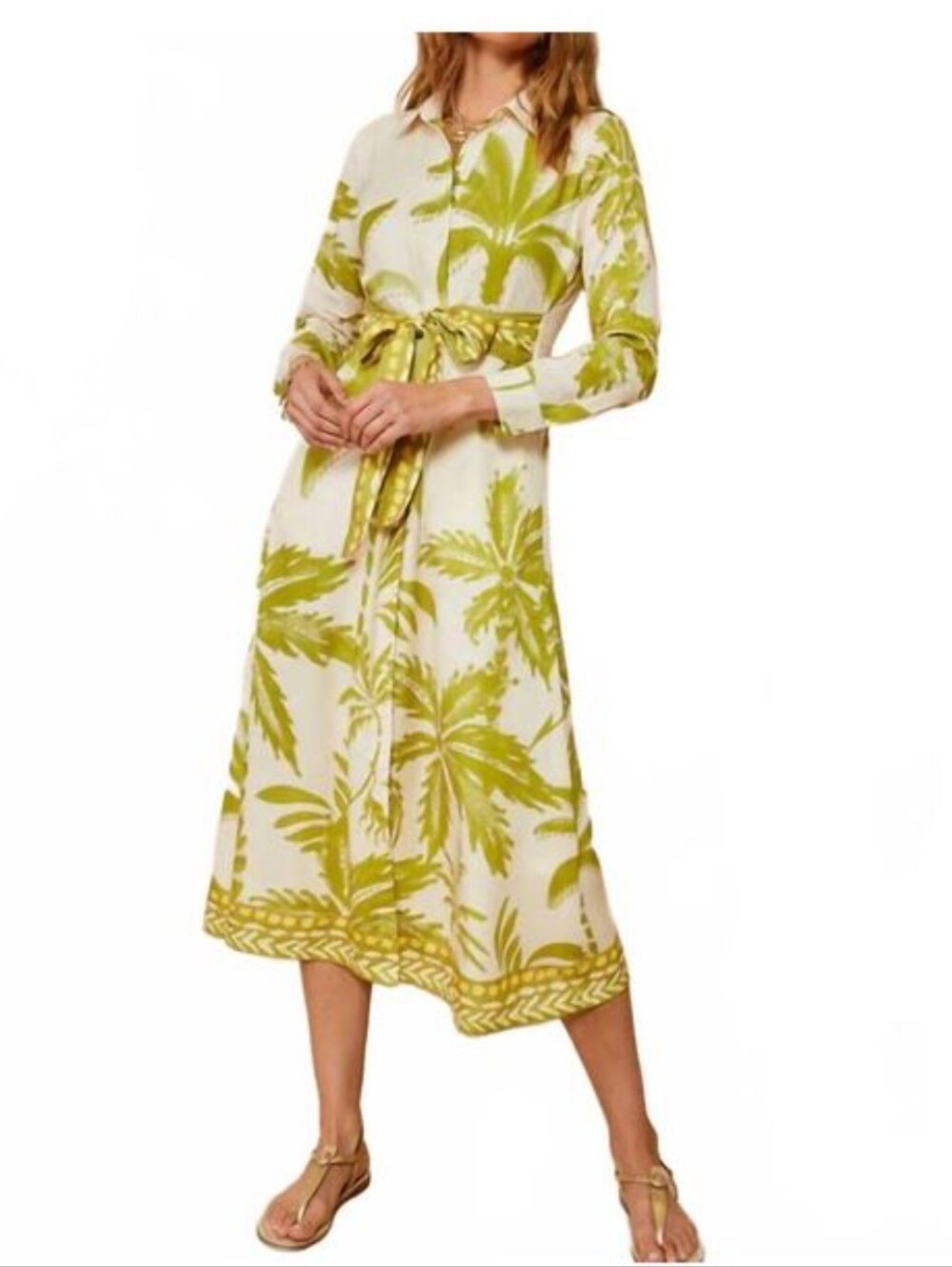 Spartina 449 Southern Resort Palms Green Marianne Midi Dress Size XXL